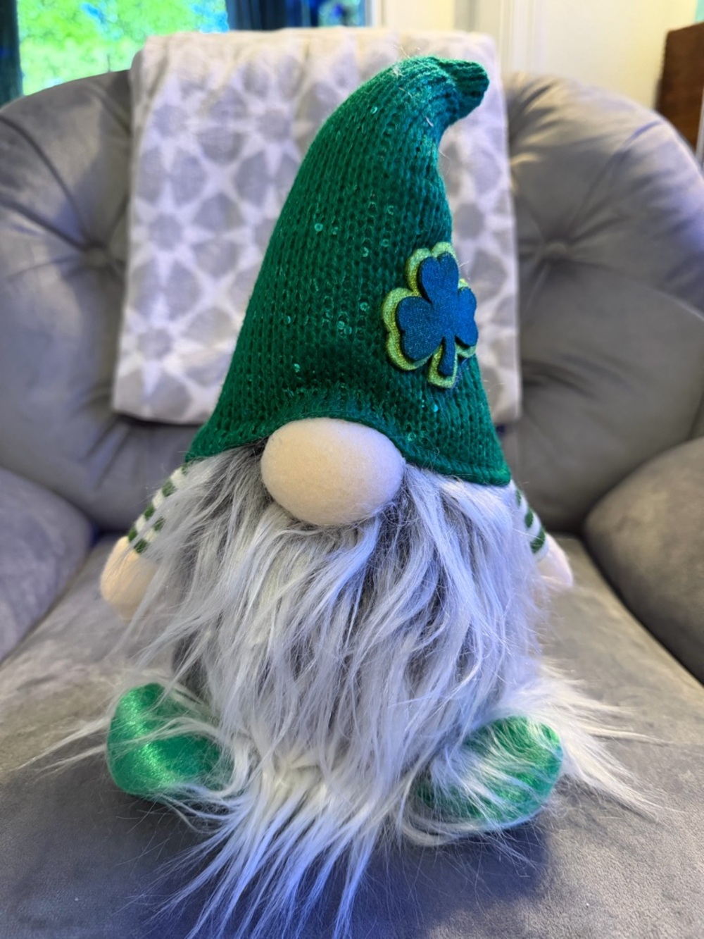 Green St. Patrick's Gnome Plush with Shamrock